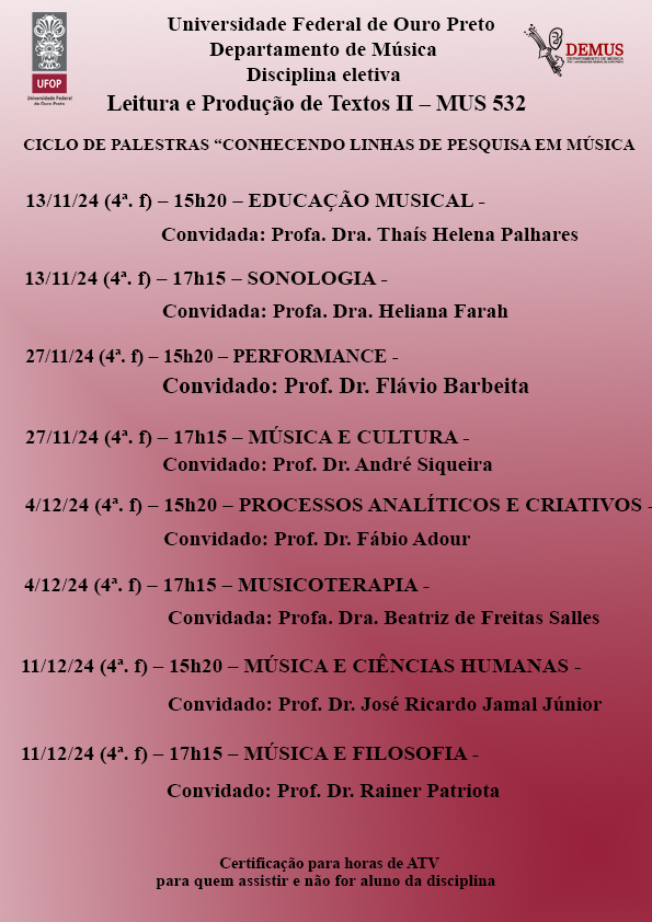CICLO DE PALESTRAS